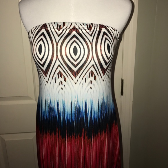 Strapless Maxi-Dress.  Multi-Color.  Size Small. - Picture 3 of 4