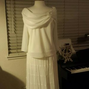 Ivory 2 Piece Formal Blouse and long Skirt  XL