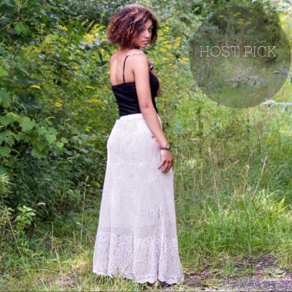 LOVE STITCH TEA DYE CROCHET BOHO SKIRT - Picture 2 of 7