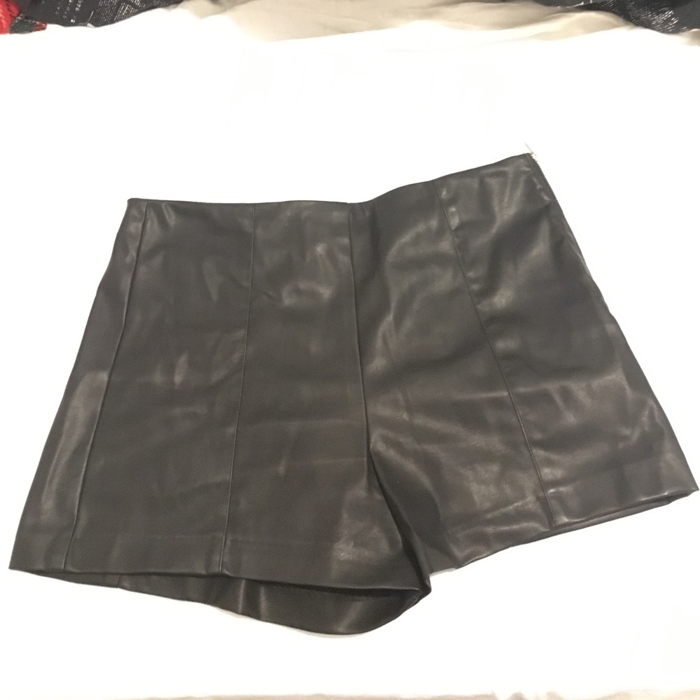 Black leather shorts