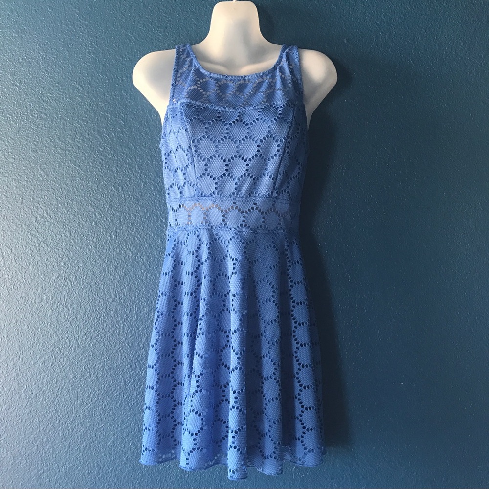 Blue Cut Out Skater Dress