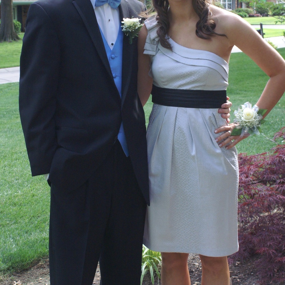Gray and Black One Shoulder Dress