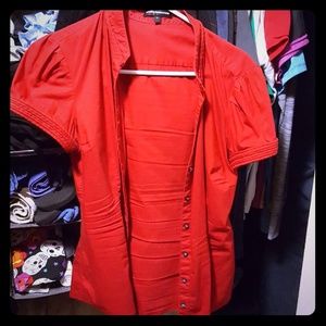 Short-slv Express Design Studio red dress shirt