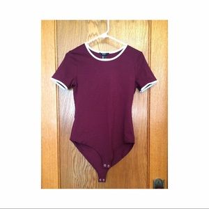 Maroon short sleeve bodysuit