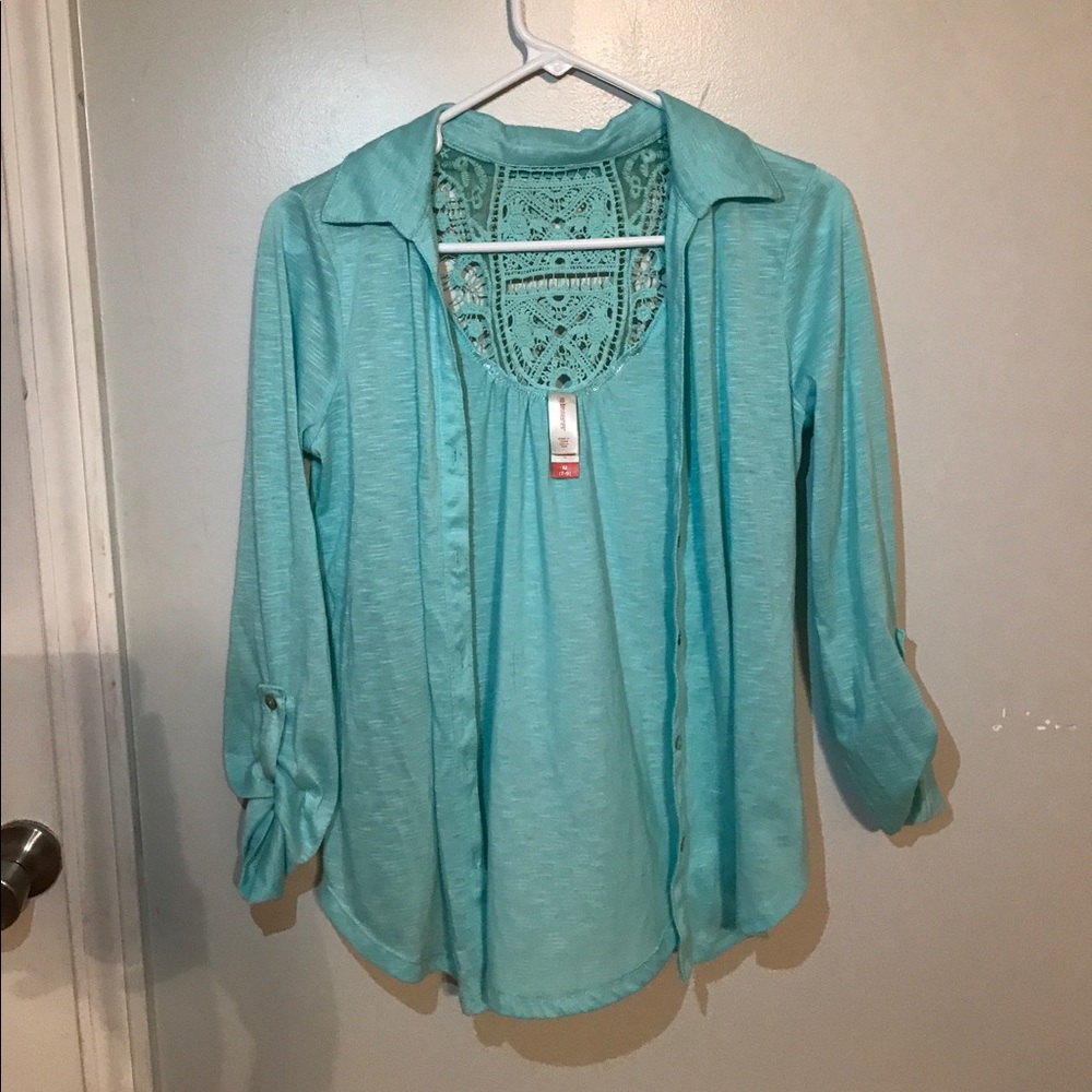 Blue lace back cover up