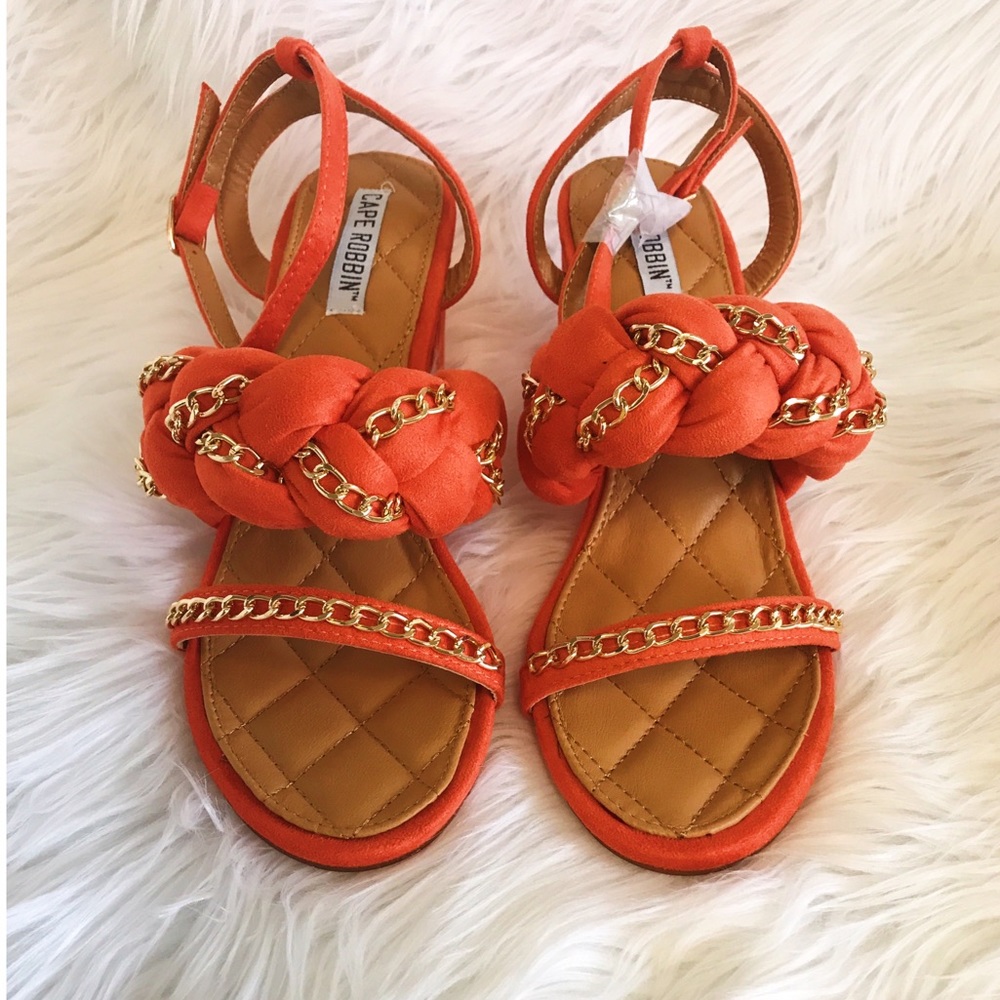 New Comfy Braided In Gold Sandal Heels - Picture 3 of 5