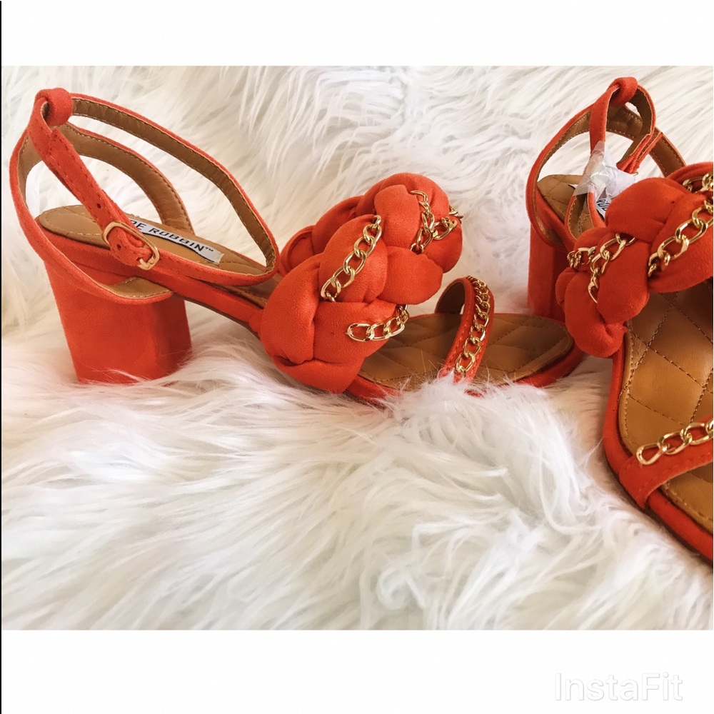 New Comfy Braided In Gold Sandal Heels - Picture 2 of 5
