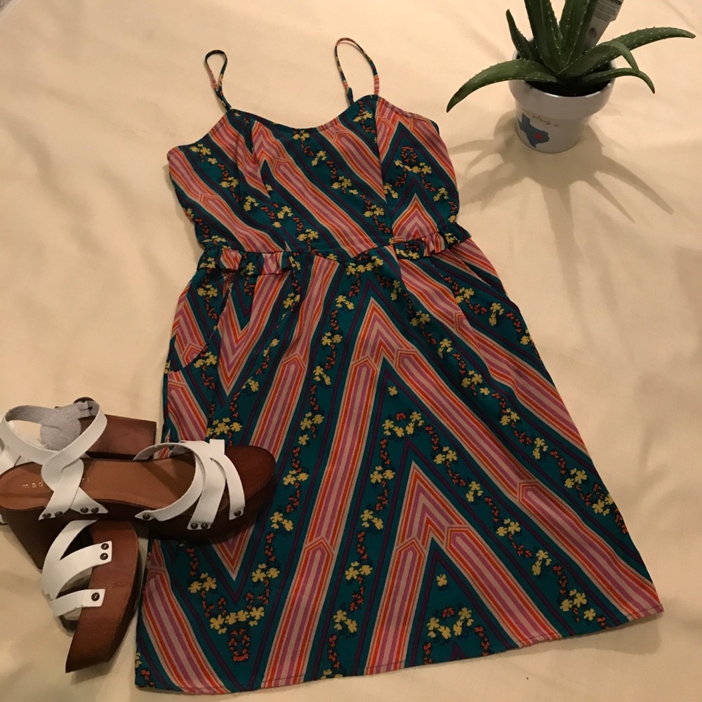 xhilaration floral print and striped summer dress