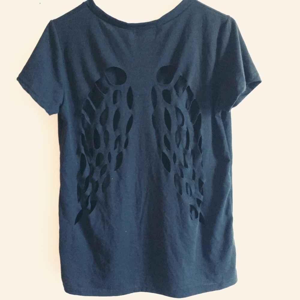 *Never Worn* Angel Wings Cutout Black Tee
