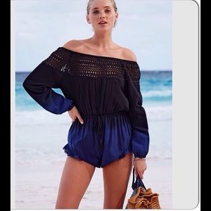 Victoria's Secret Crochet Long Sleeve Romper M