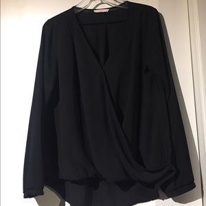 Lush Long Sleeve Black Blouse