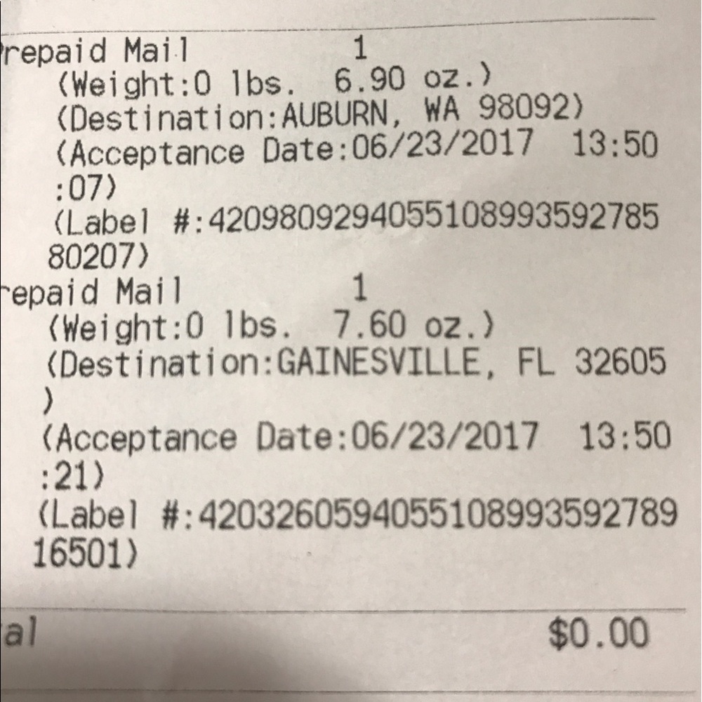 Proof of shipping