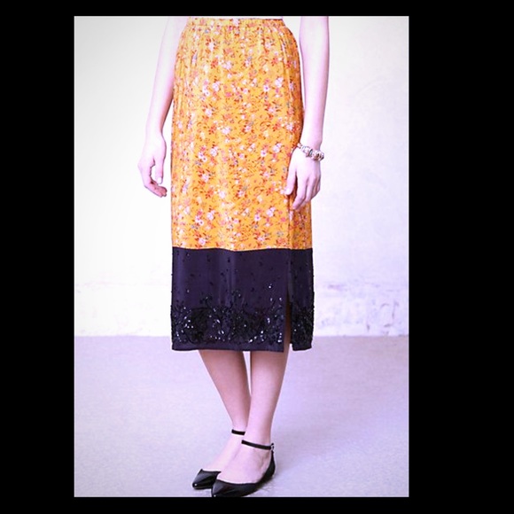 🎈Anthropologie Maeve silk beaded maxi skirt SK-35