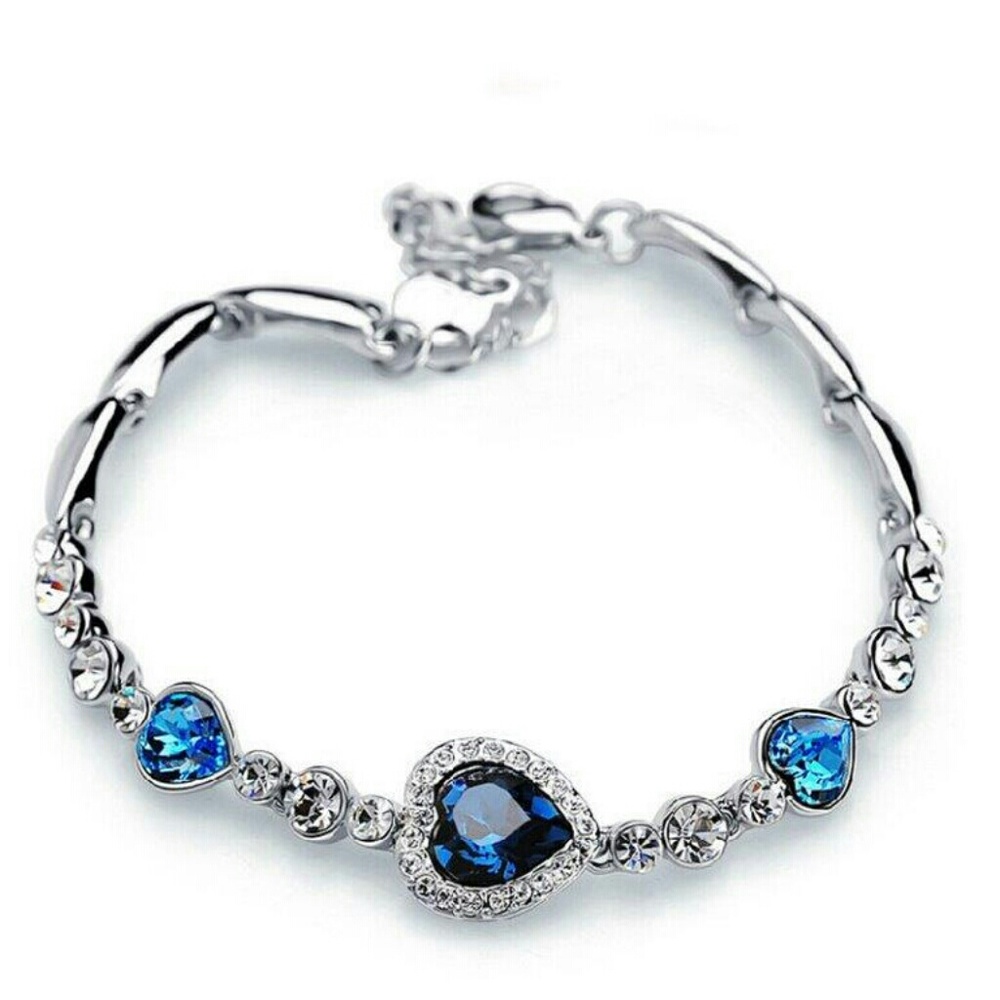 Blue heart Bracelet with rhinestone