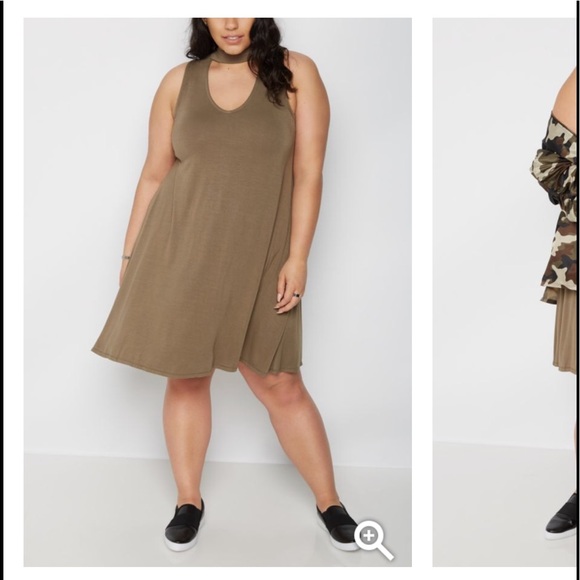 Rue21 Dresses Rue 2 Plus Army Green Choker Swing Dress 2x Poshmark