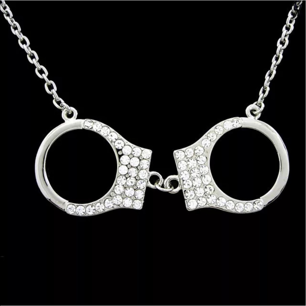 Beautiful Crystal Platinum Plated Handcuffs N/L
