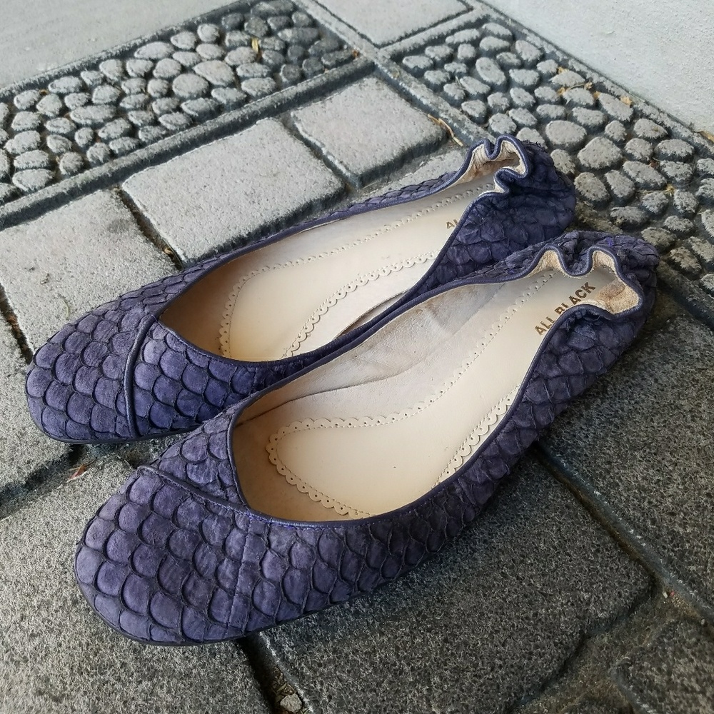 All Black Purple Flats