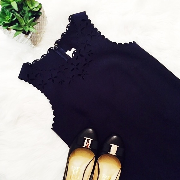 J. Crew Dresses & Skirts - J.Crew Blue Laser-cut Floral Shift Dress