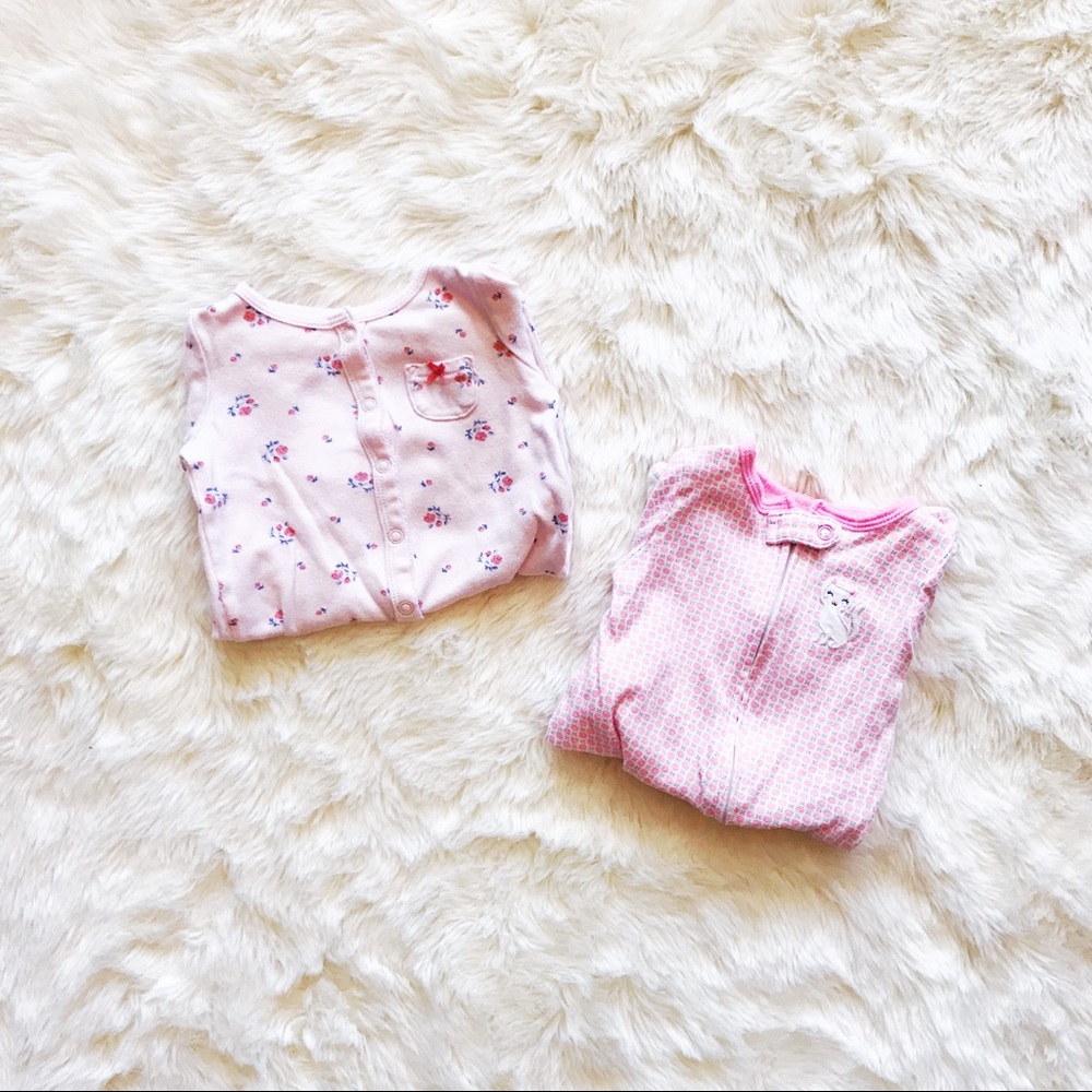 carter's kitty & floral pocket footie pj's