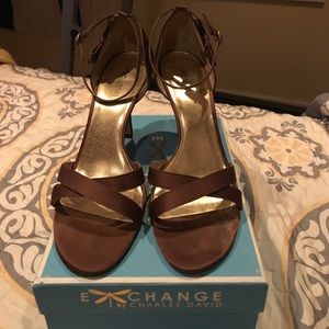 Charles David Brown Satin Dress Shoes Size 10
