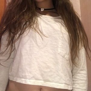 white long sleeve crop top