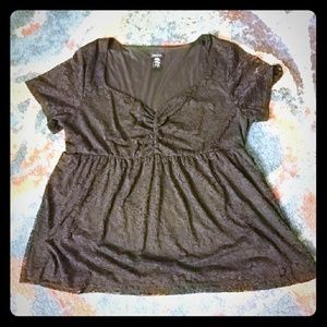 NWOT TORRID-Black lace Babydoll Top