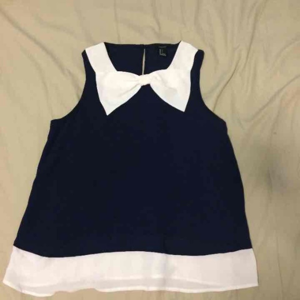 Forever 21 Navy Ribbon Shirt