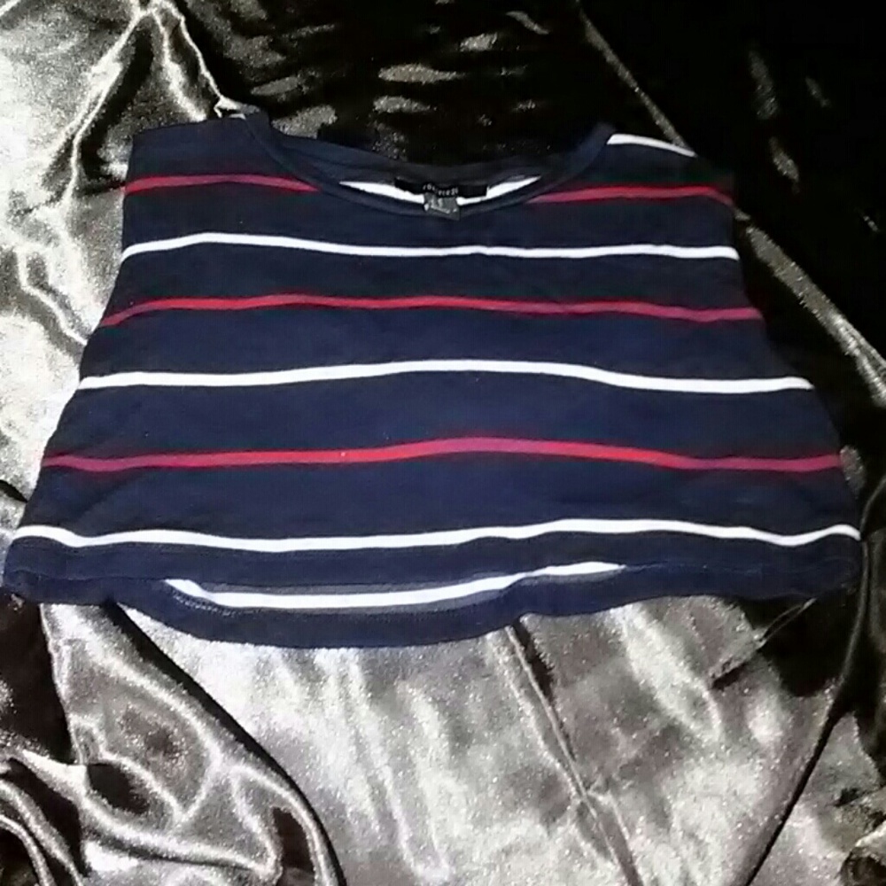 Cropped striped long sleeve shirt