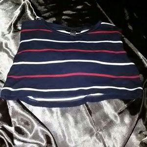 Cropped striped long sleeve shirt