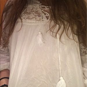 white crop top with lace detailing