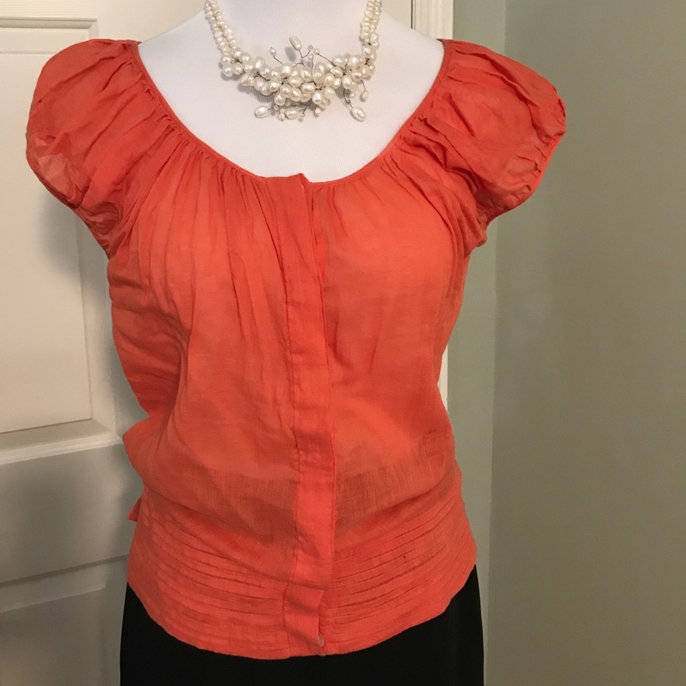 Burnt Orange Semi-Sheer Gauze Blouse Size Medium