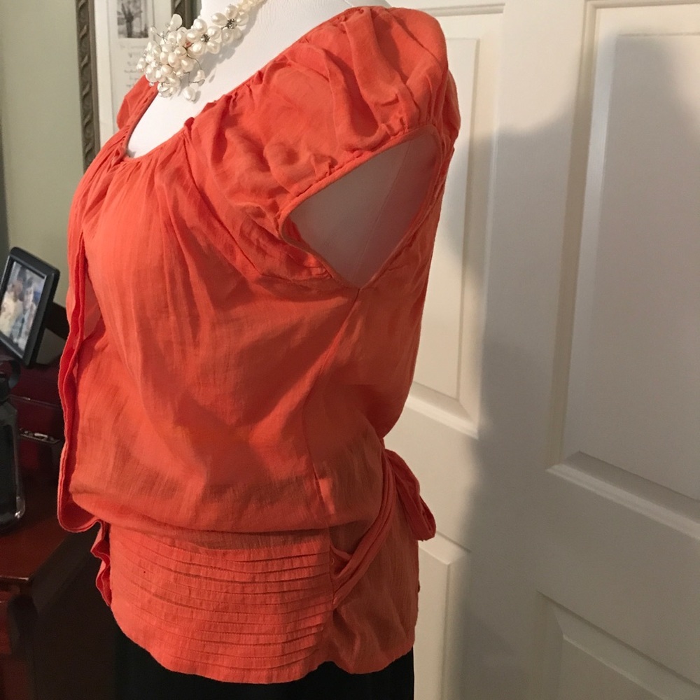 Burnt Orange Semi-Sheer Gauze Blouse Size Medium - Picture 2 of 3