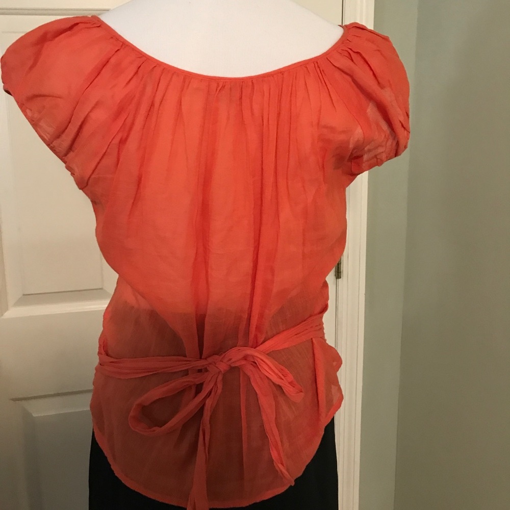 Burnt Orange Semi-Sheer Gauze Blouse Size Medium - Picture 3 of 3