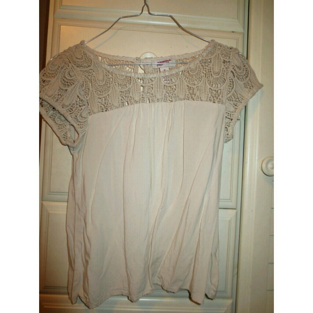 Tan / cream shirt laced neck