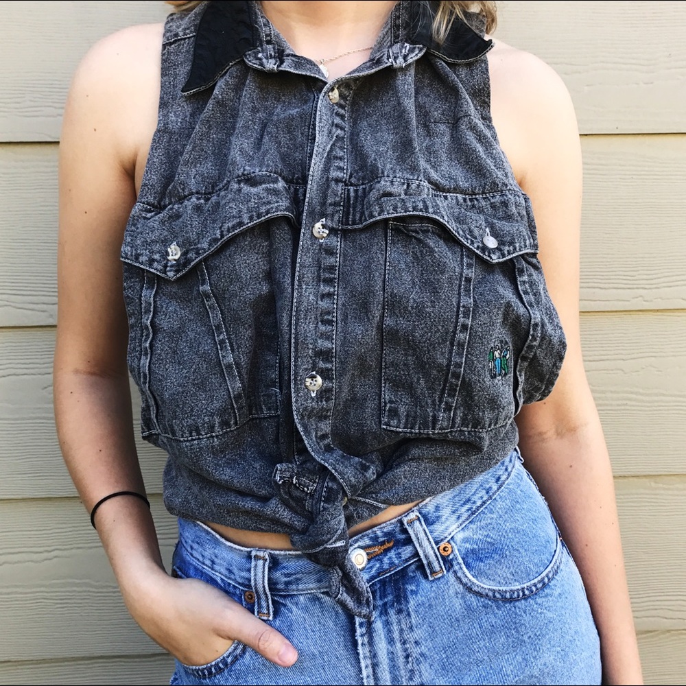 Vintage Sleeveless Re-Made Denim Shirt