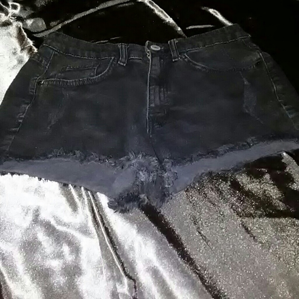 Black high rise jean shorts