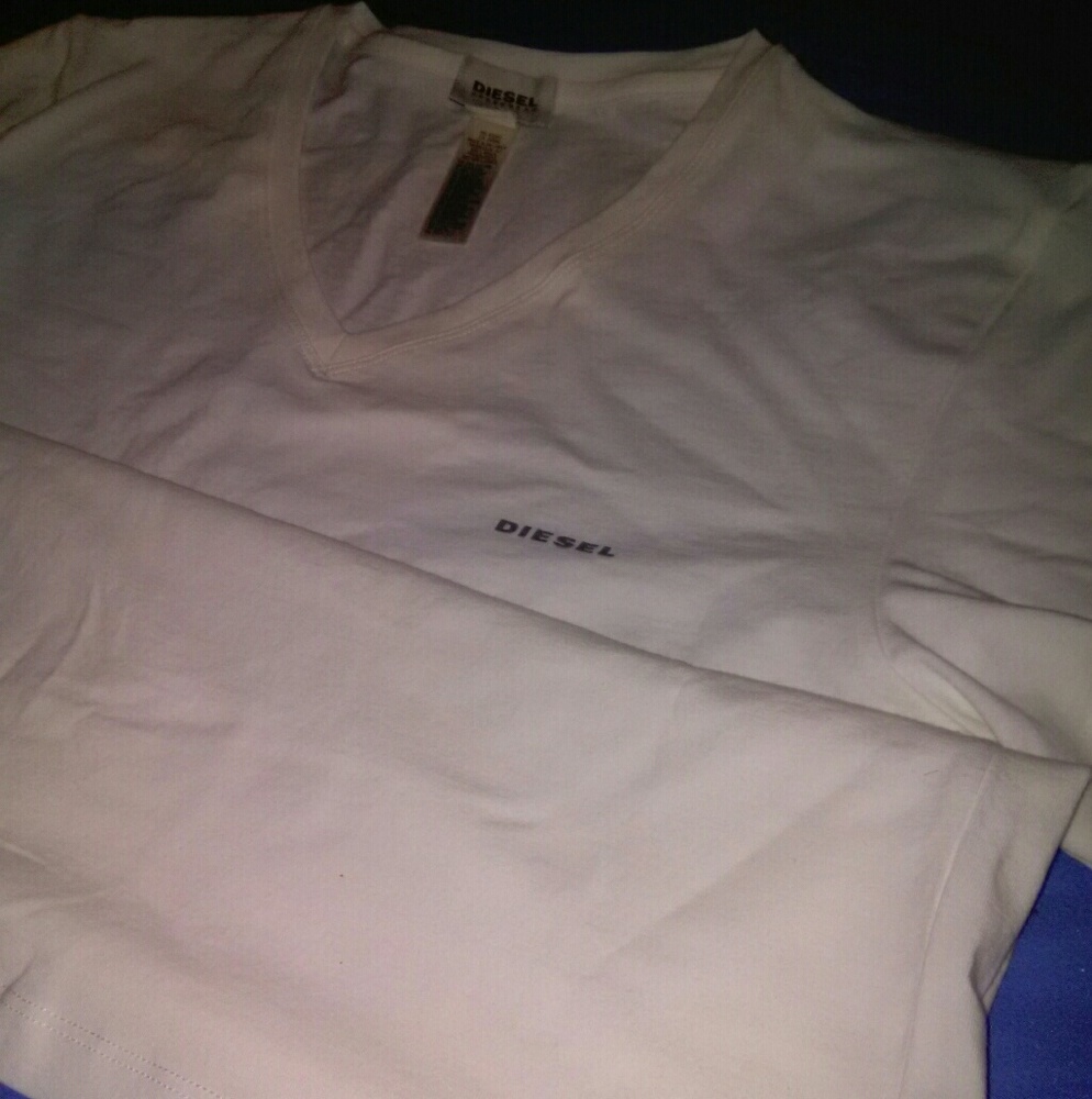 Diesel mens tee stretch sz. Large New white check