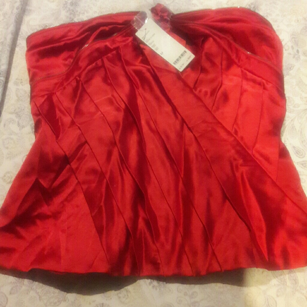 nwt bebe red satin strapless top