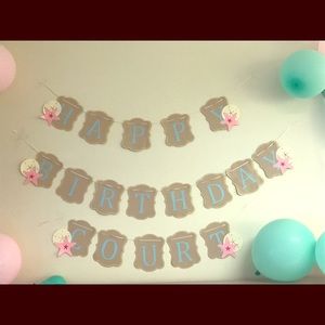 Beach themed birthday banner
