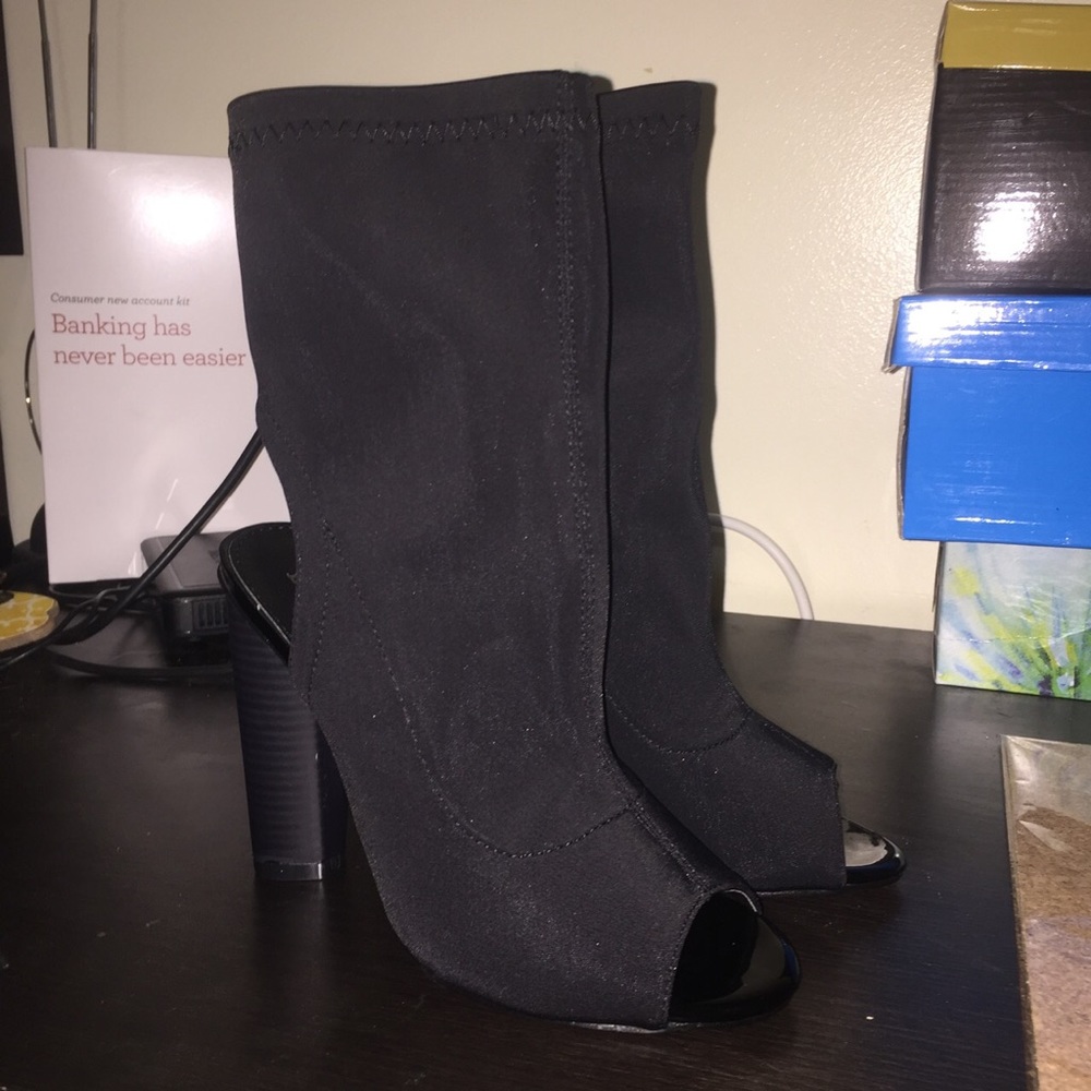 Open Heel & Toe Black Booties