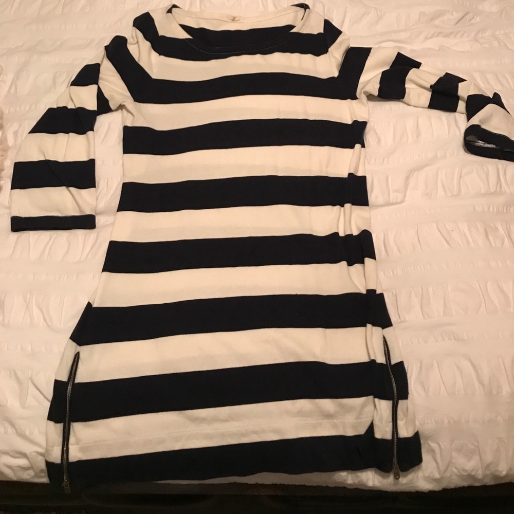 JCrew dress - blue white striped - Lg