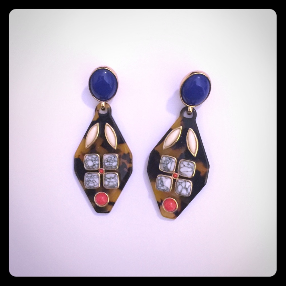 J. Crew tortoise & stone earrings
