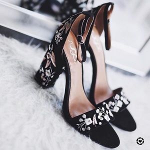 Embroidered floral heels