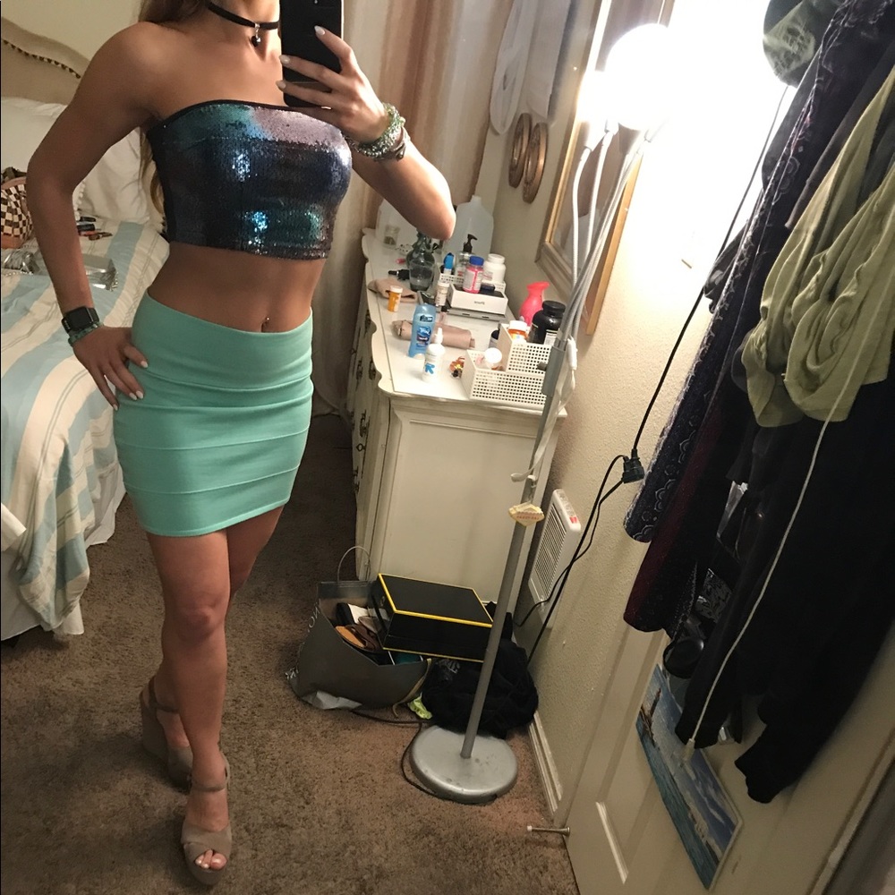 Aqua Bandage High Waisted Skirt