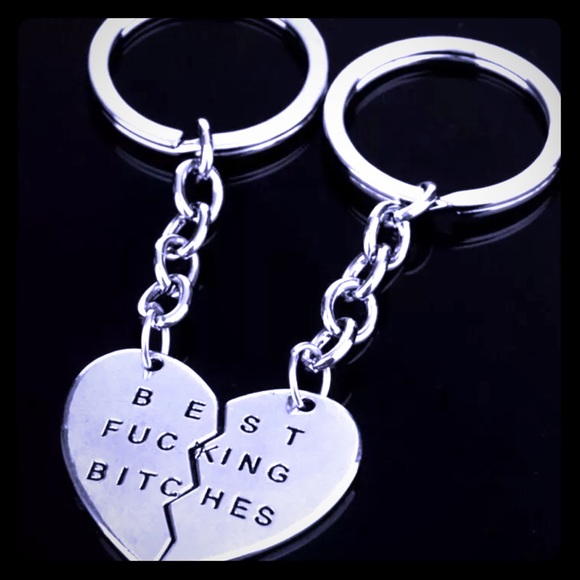 BEST FUC*ING BITCHES 2 PIECE HEART KEYCHAIN BFF - Picture 4 of 7