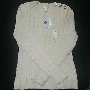 Charter Club Metallic Crew Neck Sweater (Size L)