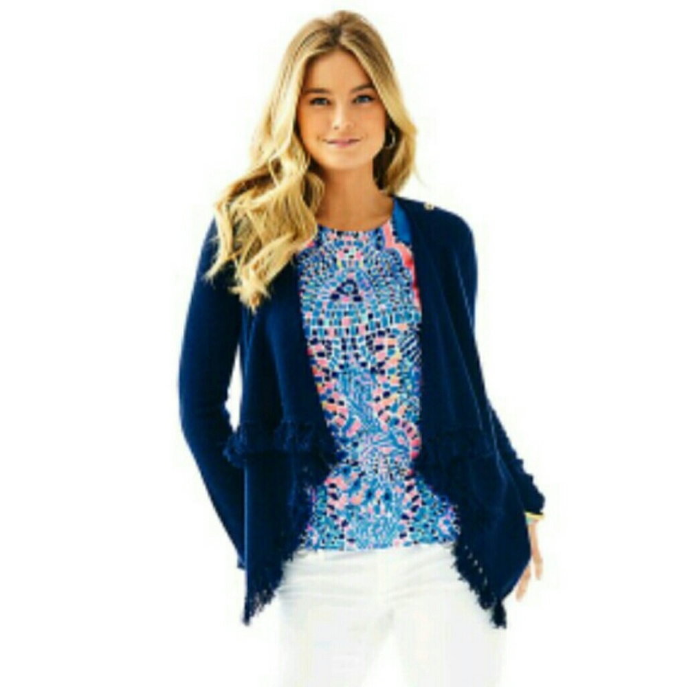 NWT Lilly Pulitzer Avenue Cashmere Sweater Navy