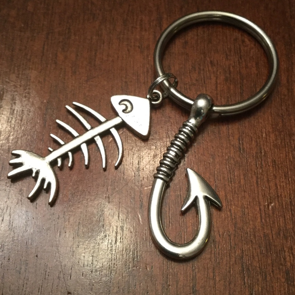 🐠Fishing hook & Bone Fish🐠Keychain