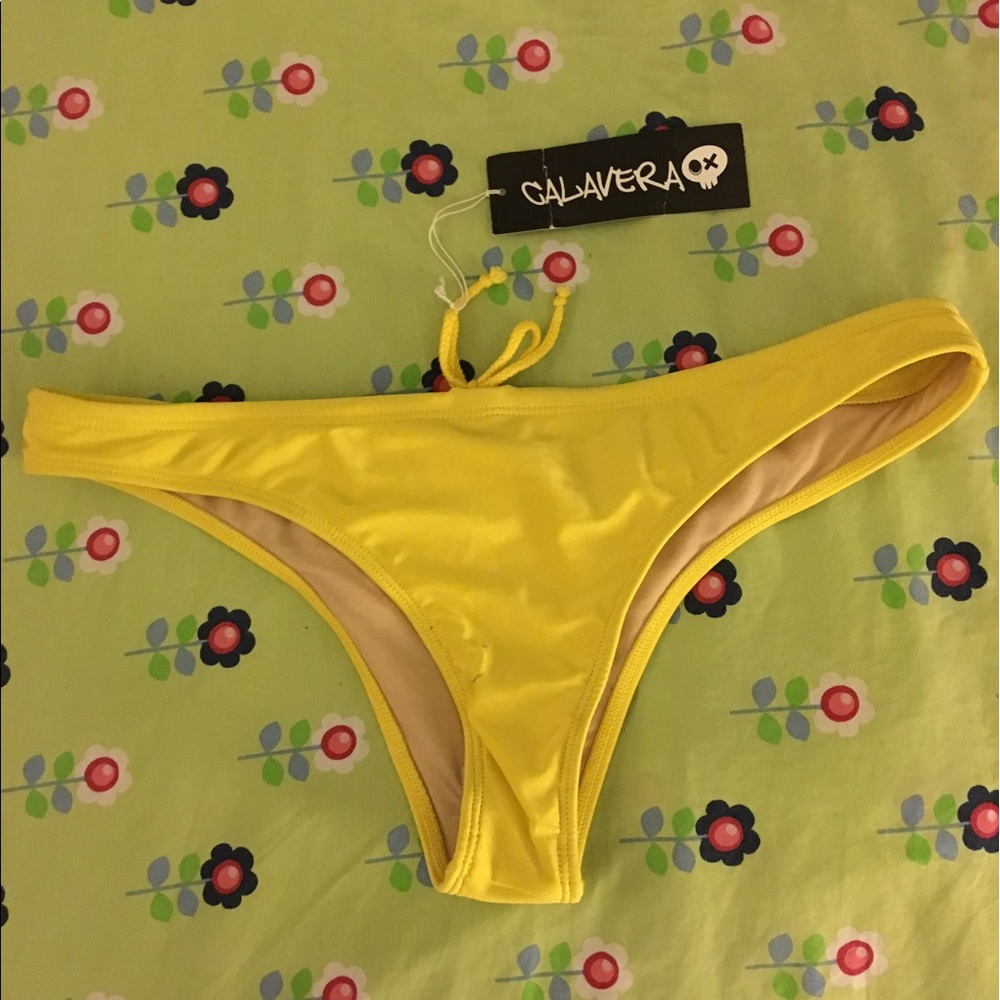 Yellow Calavera hipster bathing suit bottom