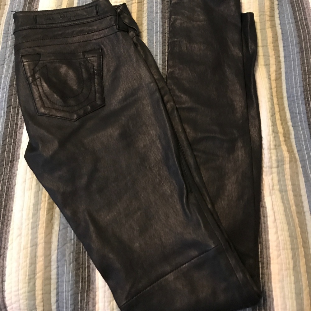 True Religion Lamb Leather skinny low rise 27